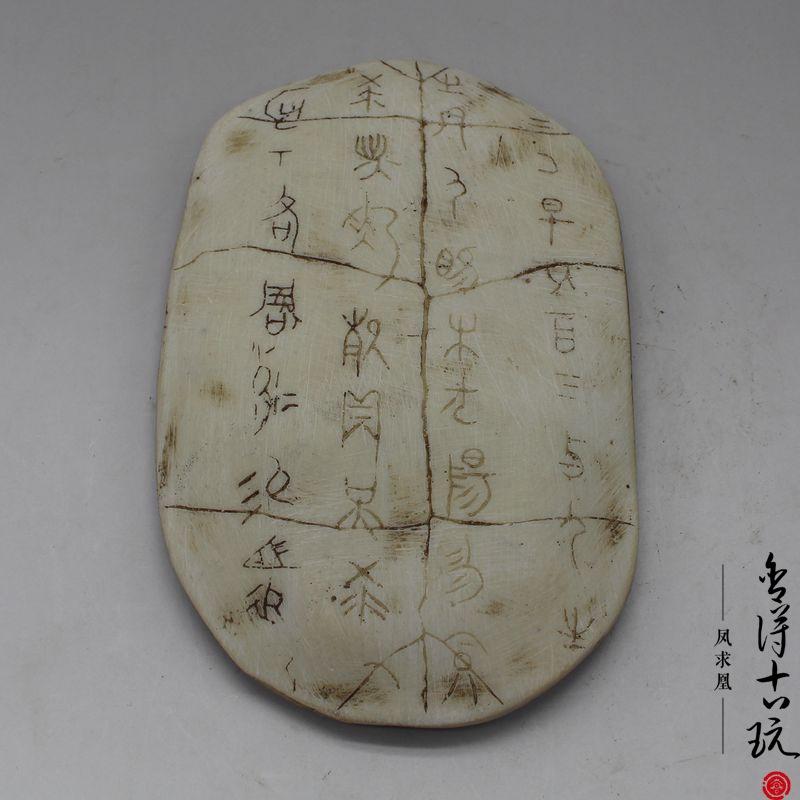 工艺品龟壳摆件摆件文甲骨文仿古精美旧树脂做骨头骨雕古玩收藏