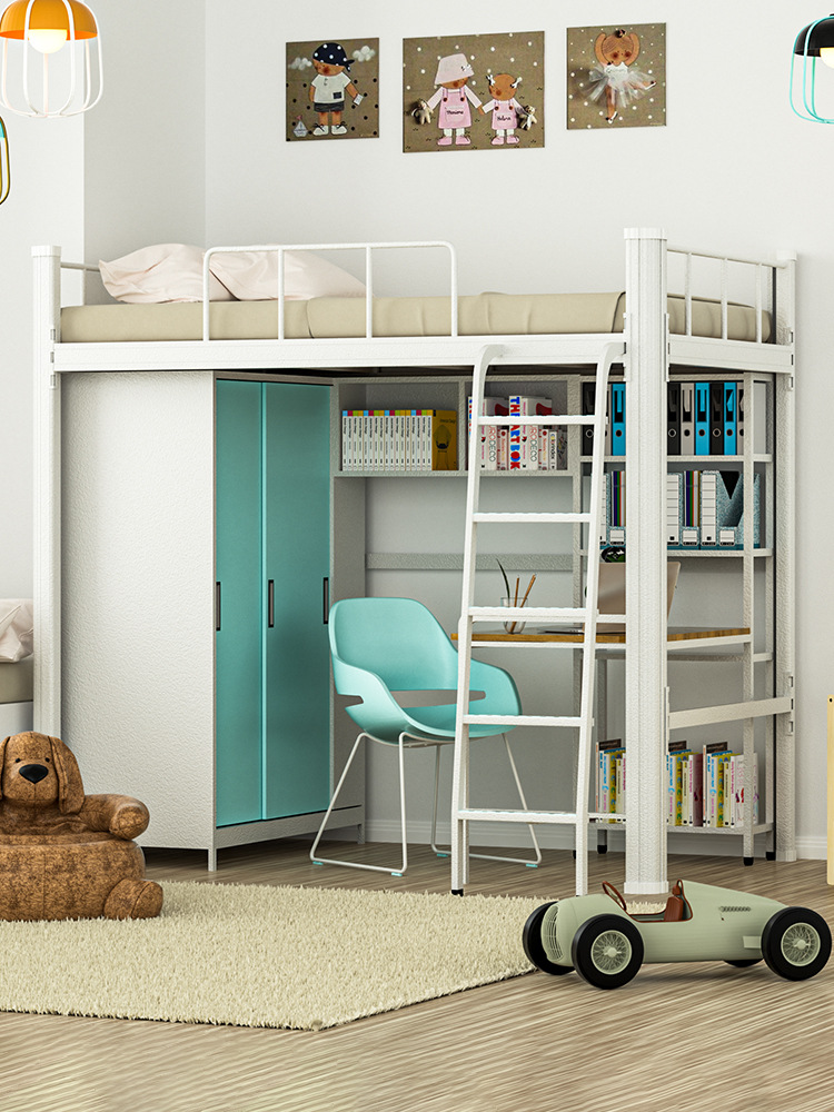 高低床公寓双层床带书桌衣柜学生宿舍床多功能组合上下铺上床下桌