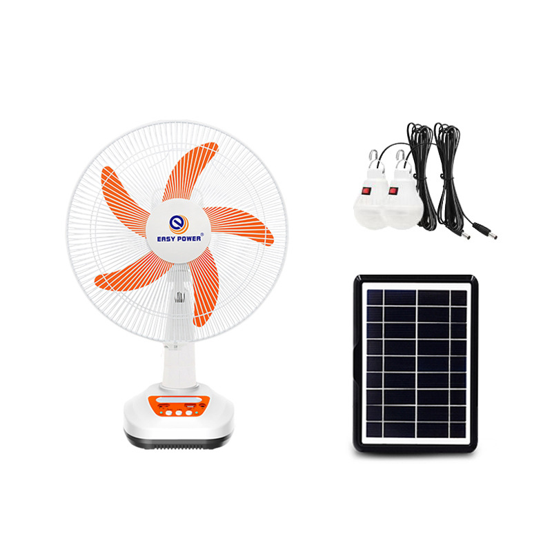 爆款户外应急工厂价14寸太阳能充电风扇带灯大风力摇头户外电风扇