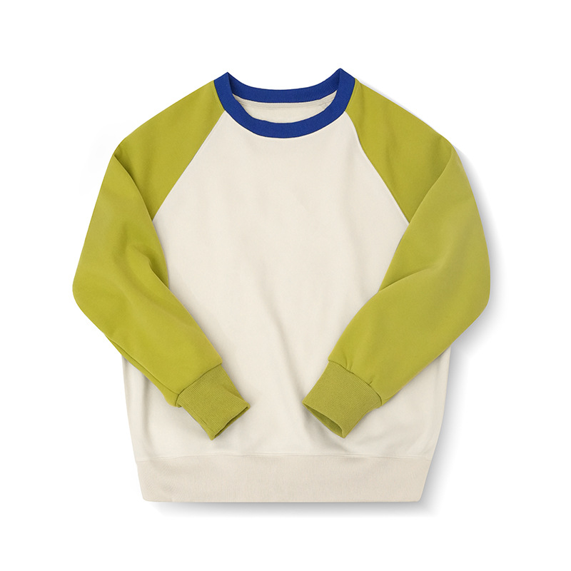 Green round-Neck Women's Spring and Autumn New 2023 Top-Selling Product Fashion Raglan Sleeve Long Sleeve High-Grade Pullover Contrast Color Sweatshirt