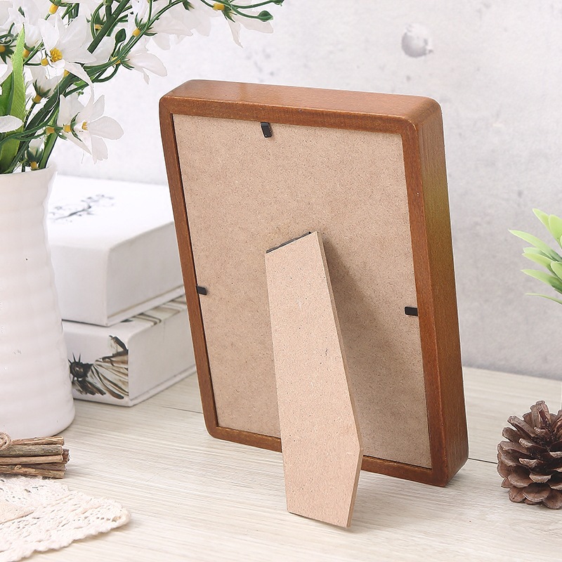 复古红木实木玻璃木框支架大头贴小相框办公桌迷你三四五七寸相架