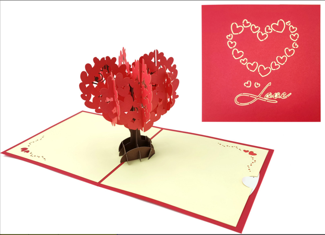 厂家供货爱心树3d立体贺卡爱情立体贺卡厂家直销