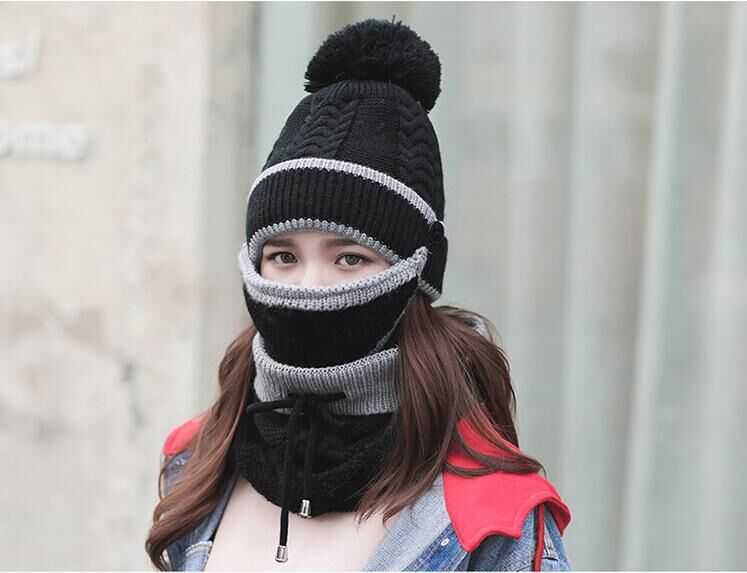 冬季保暖头套帽子女款加绒加厚防风帽户外冬天滑雪护脸罩帽批发