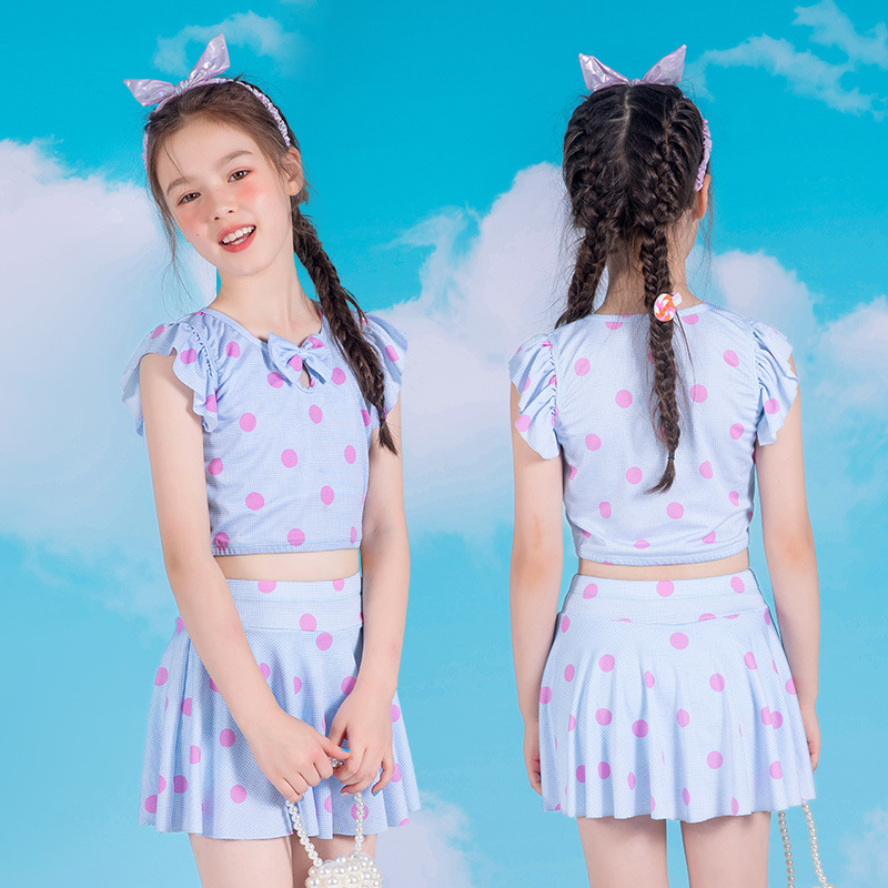 儿童泳衣女孩小童5-9岁中大童游泳训练分体裙式两件套女童泳装