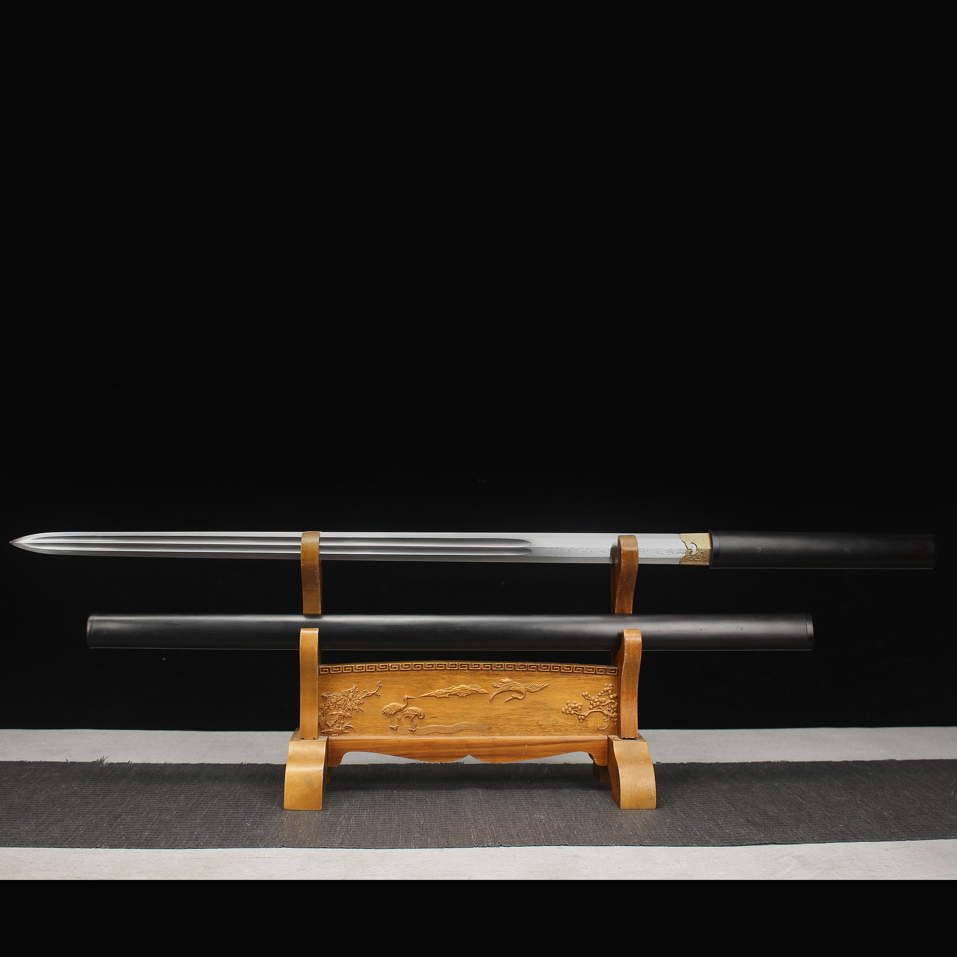 龙泉华影刀剑铜装花纹钢紫光檀唐剑长剑宝剑影视硬件冷兵器未开刃