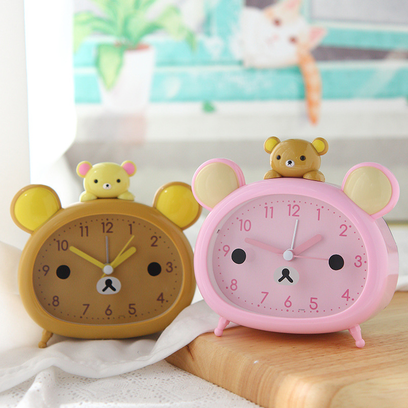 学生儿童小熊卡通可爱时钟卧室床头扫秒静音男孩女孩哔哔闹小闹钟