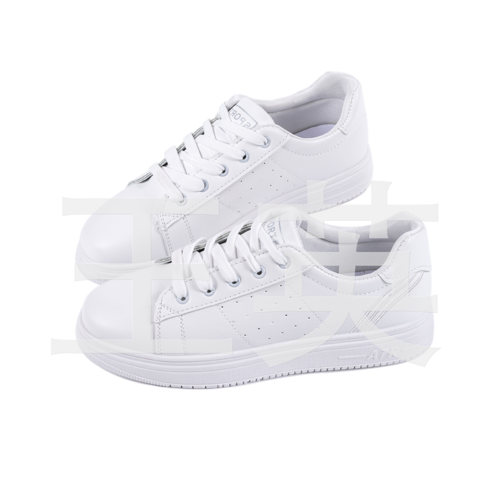 Hengyu 2023 Flat Heel Front Lace-up Injection Moulded Shoes Daily SGS Low Cut White Spot Textiles round Toe White Shoes