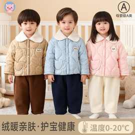 2025新款秋冬女童加绒棉服套装宝宝洋气加厚女宝宝超好看小外套装
