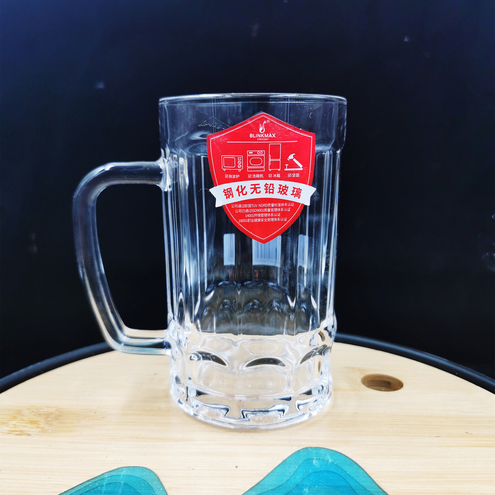 ktzb18s啤酒杯扎啤杯水杯钢化玻璃杯茶饮杯茶楼棋牌室玻璃杯带把