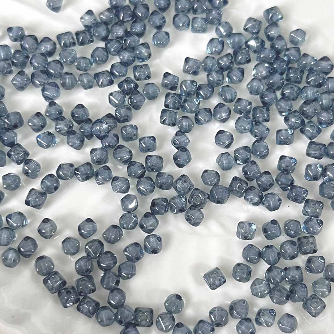 进口捷克珠灰蓝色菱形切面隔珠4mm手工diy串珠项链手链材料配件