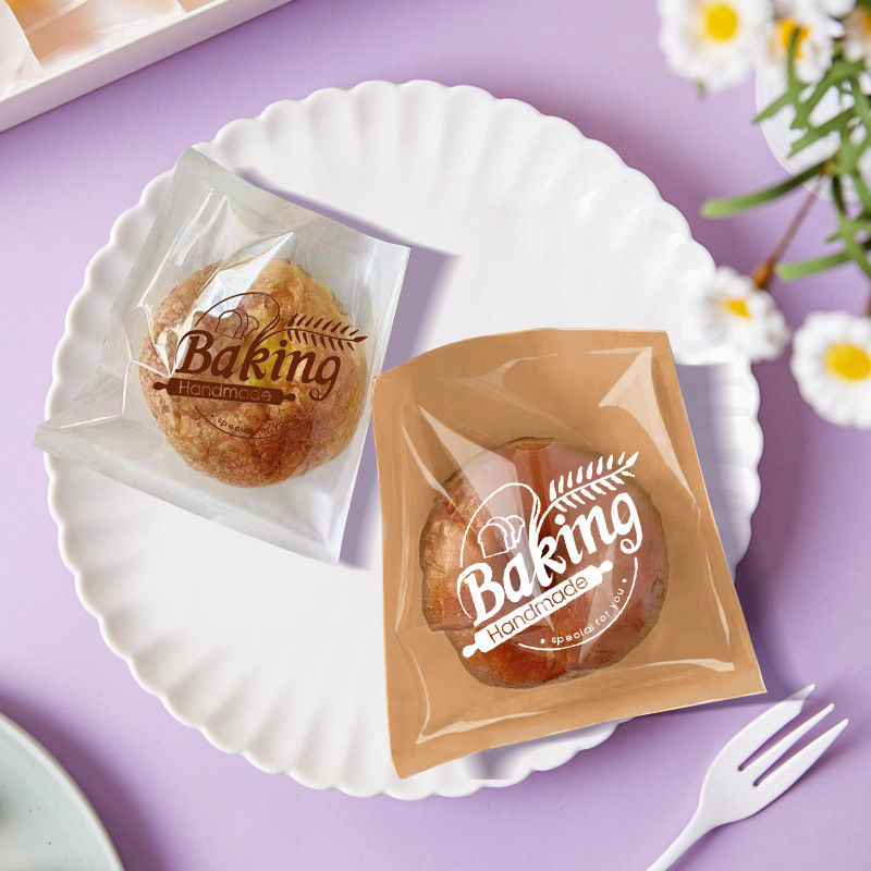 Toast Bread Bag Sandwich Packaging Oil-Proof Paper Bag Machine Seal Envelope Bag Transparent Kraft Paper Food Packing Bag