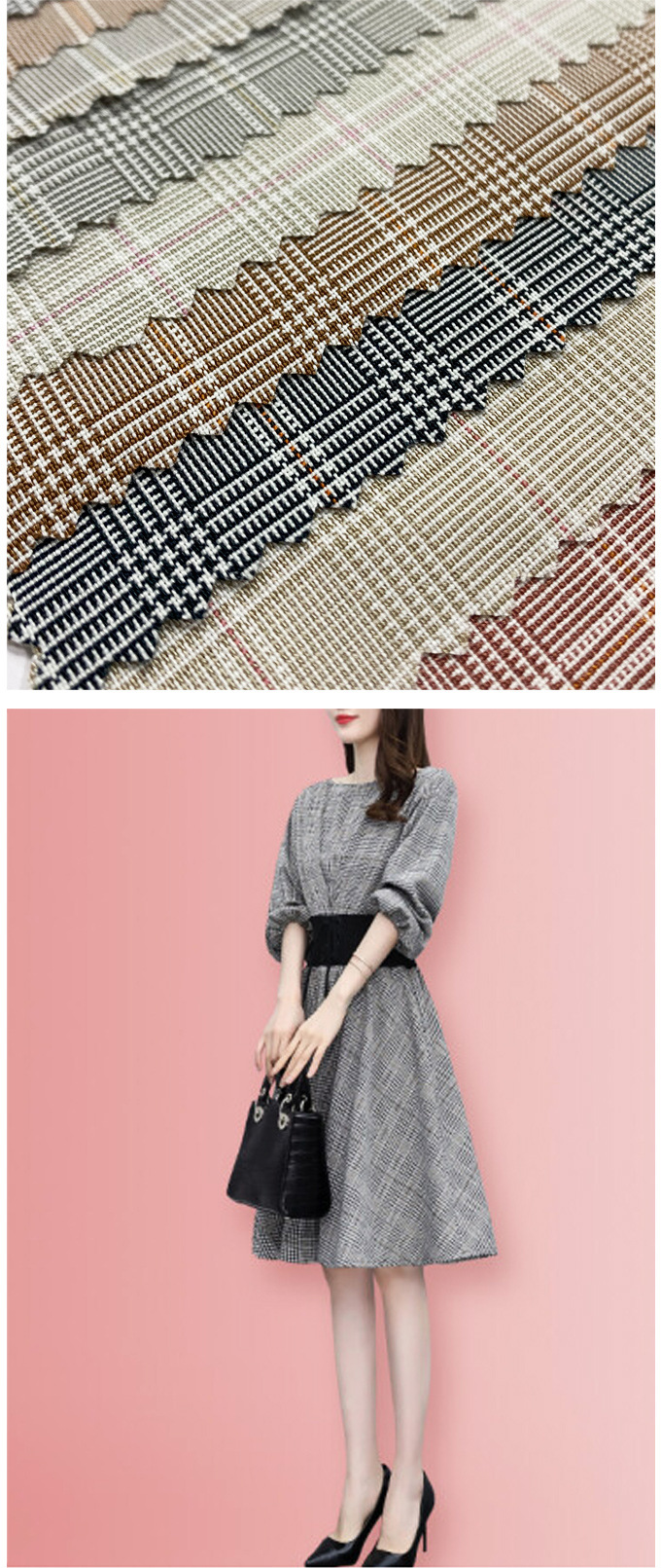 现货 薄款tr弹力复古格春夏款服装裙子面料批发