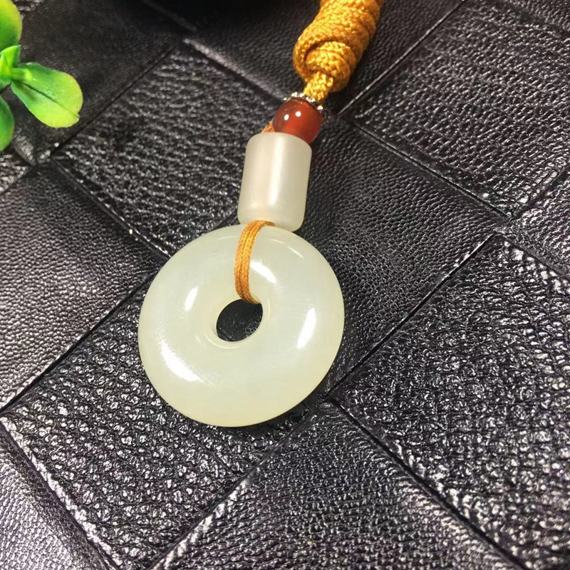 批发 玉石吊坠 和田玉面包圈 平安扣挂件 圆环 毛衣链 男女款