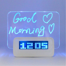 创意温馨家居办公LED背光留言写字板点阵LED闹钟生日提醒器电子钟