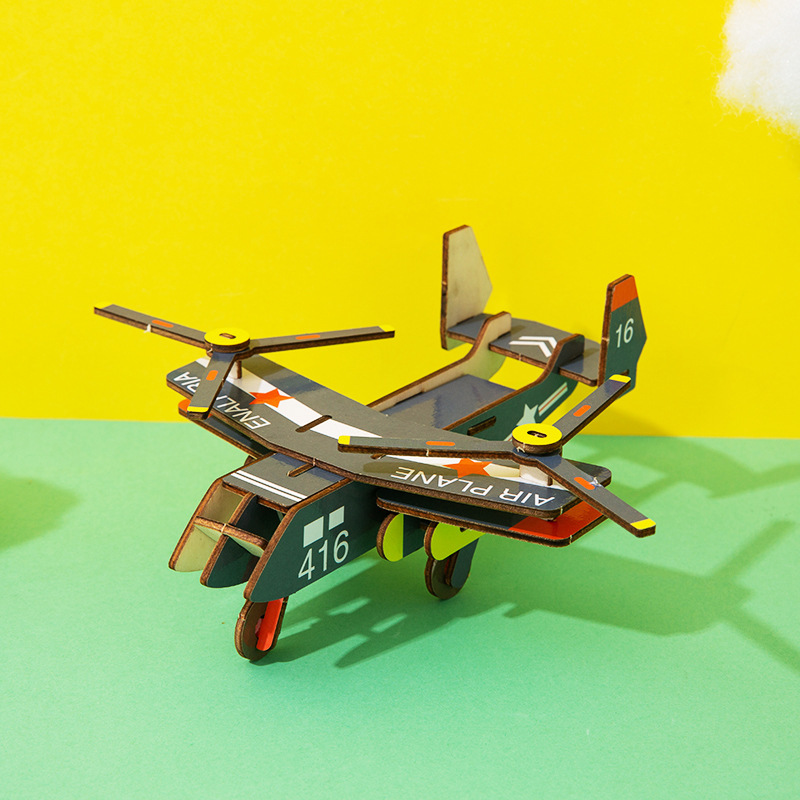 3d立体拼图孩子益智玩具diy手工4-6岁男女孩智力拼板飞机模型礼品3d