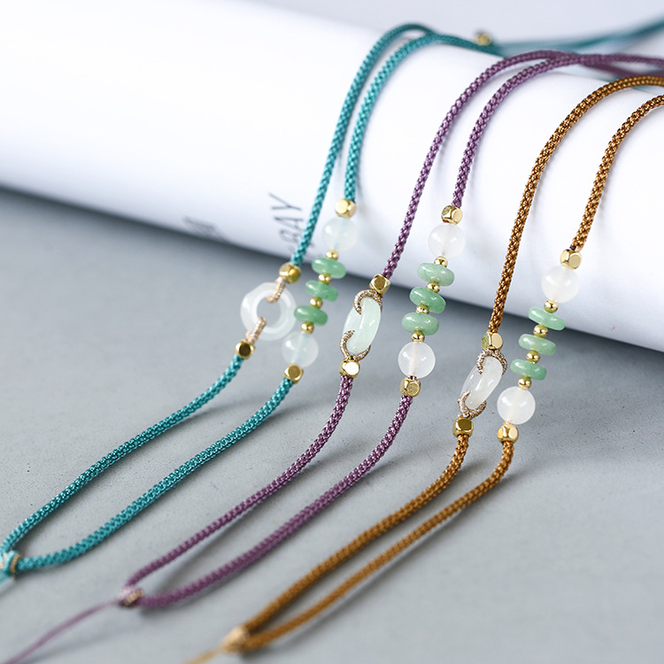 厂家批发高档手工编织编绳项链绳翡翠玉石平安扣吊坠挂绳可调节