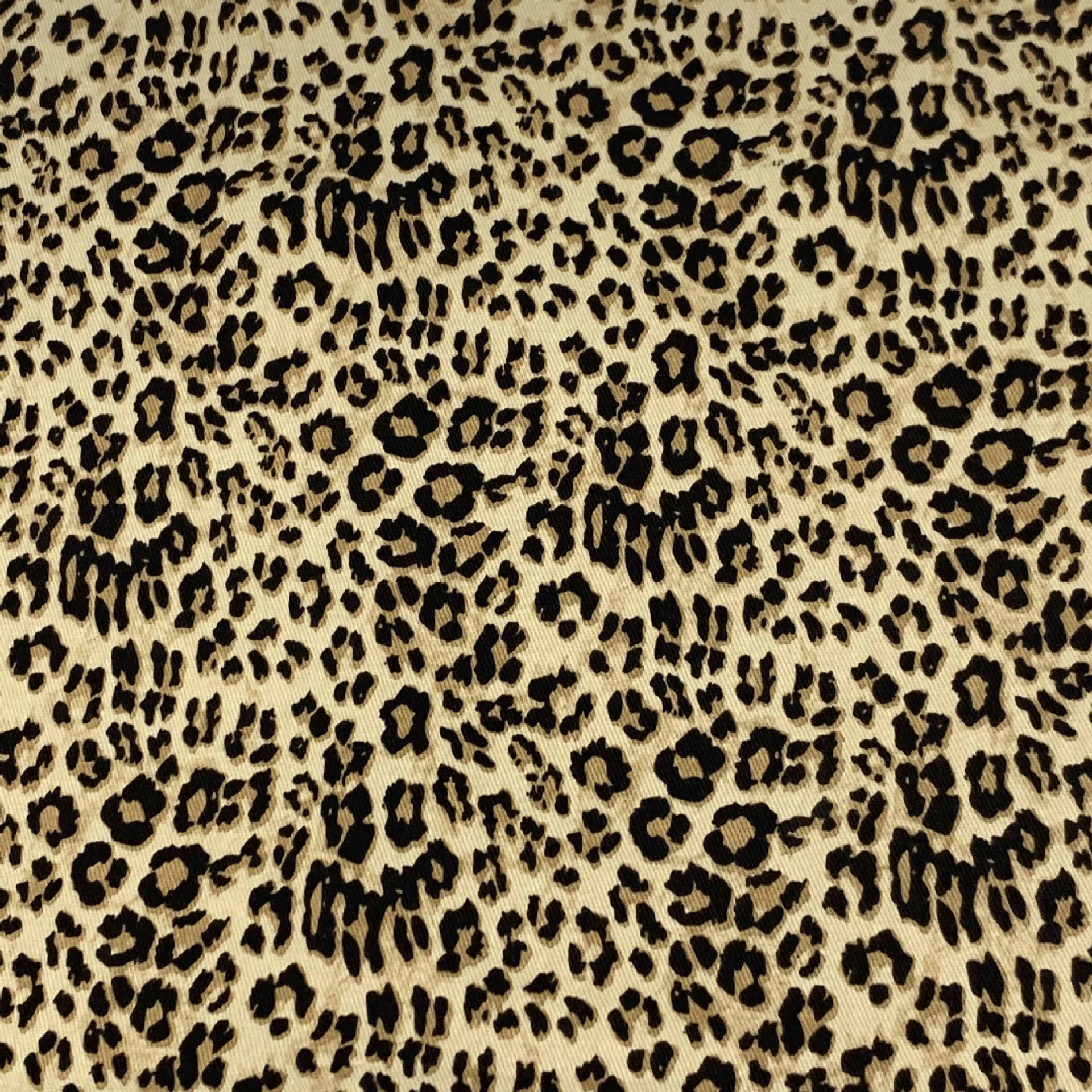 牛仔豹纹印花布 梅花豹纹牛仔印花布 白色仿牛仔布料 一米起售