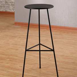 北欧简约三角钢筋圆凳酒吧咖啡厅ktv吧台椅家用高脚凳方吧椅高凳