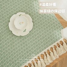 跨境日式棉麻编织地毯批发布艺薄款可机洗棉线床边毯防滑2024新款
