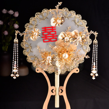 中式新娘结婚团扇新款喜字礼服秀禾扇子出嫁手捧花双面喜扇配饰品