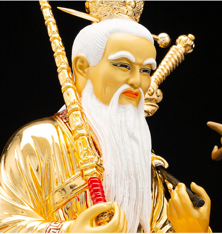 台湾鎏金纯铜姜太公神像道家姜子牙铜像家用供奉兵祖姜尚佛像摆件