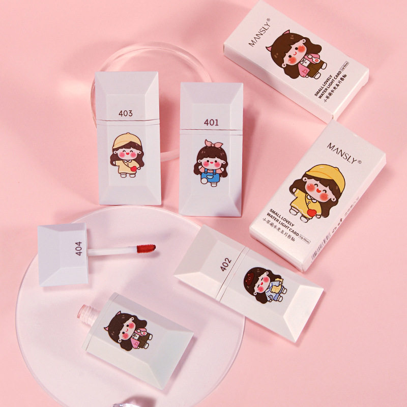 曼诗丽水光镜面名片唇釉水润显色唇彩唇泥卡通少女心口红学生彩妆