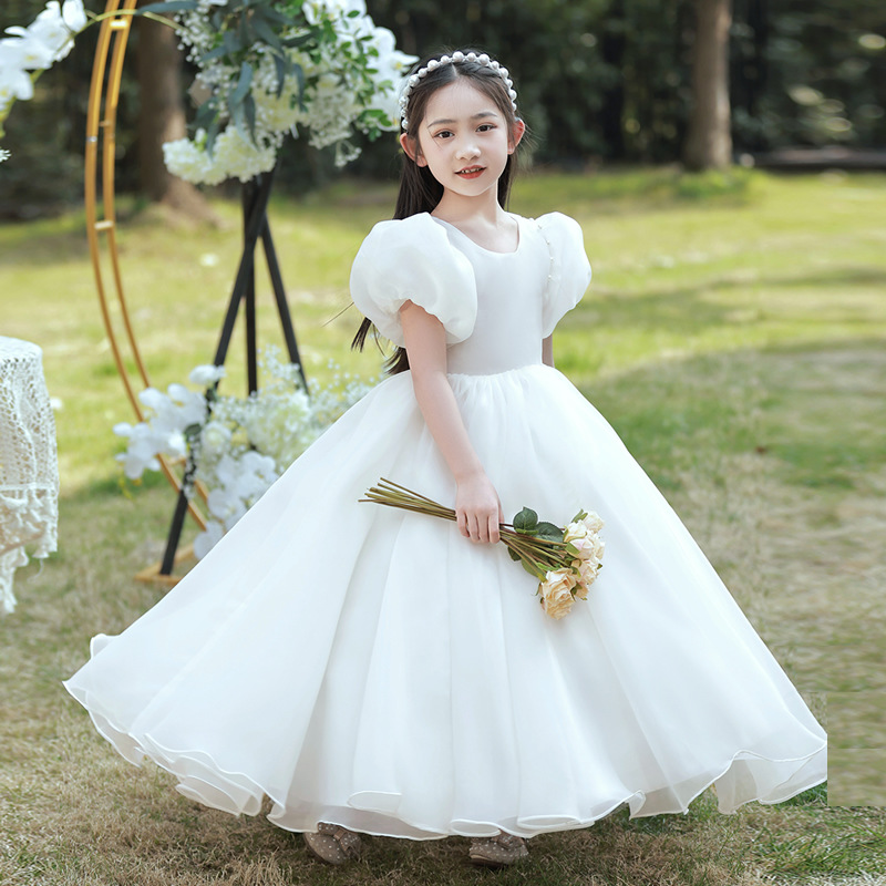 儿童婚纱公主裙高端2024新款春夏生日主持人钢琴比赛花童女童礼服