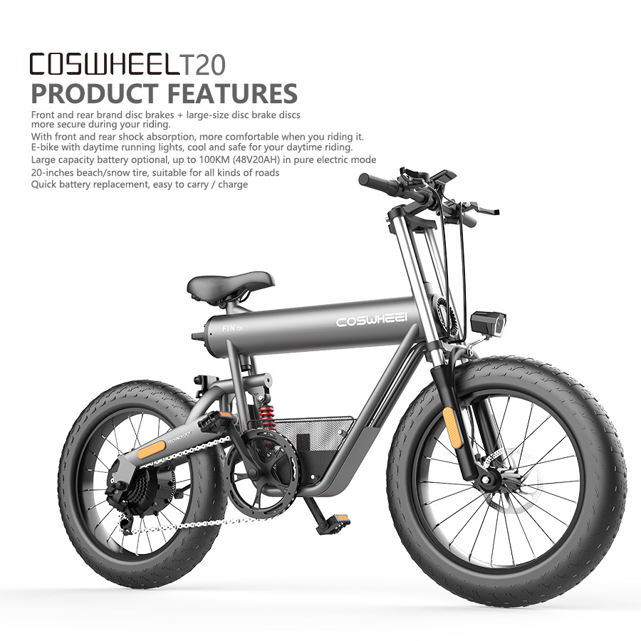 coswheel 500w锂电池越野电动自行车助力代步车沙滩山地车摩托车