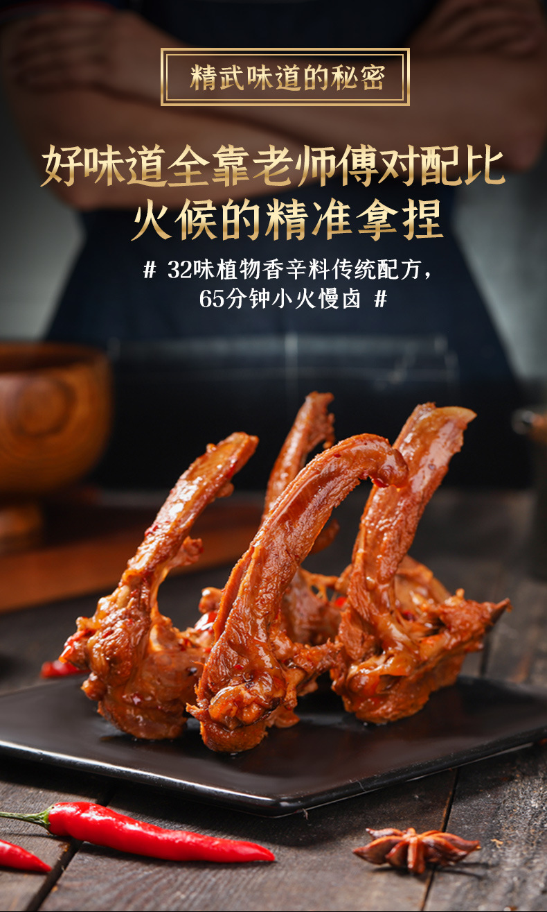 【kingwuu|精武】鸭脖鸭锁骨2盒850g 卤味休闲小吃零食大礼包
