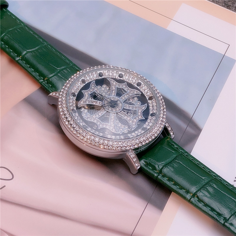 2021年新款双层时来运转克罗心男士满钻手表男抖音直播爆款防水表