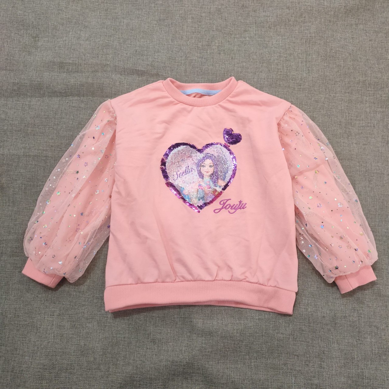 原单女童公主图案毛圈卫衣儿童亮片刺绣上衣-阿里巴巴