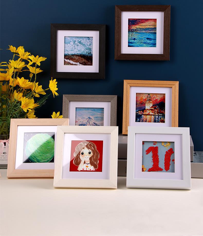 中空油画棒作品框 装裱闺蜜生日数字画框摆台 实木简约相框带卡纸