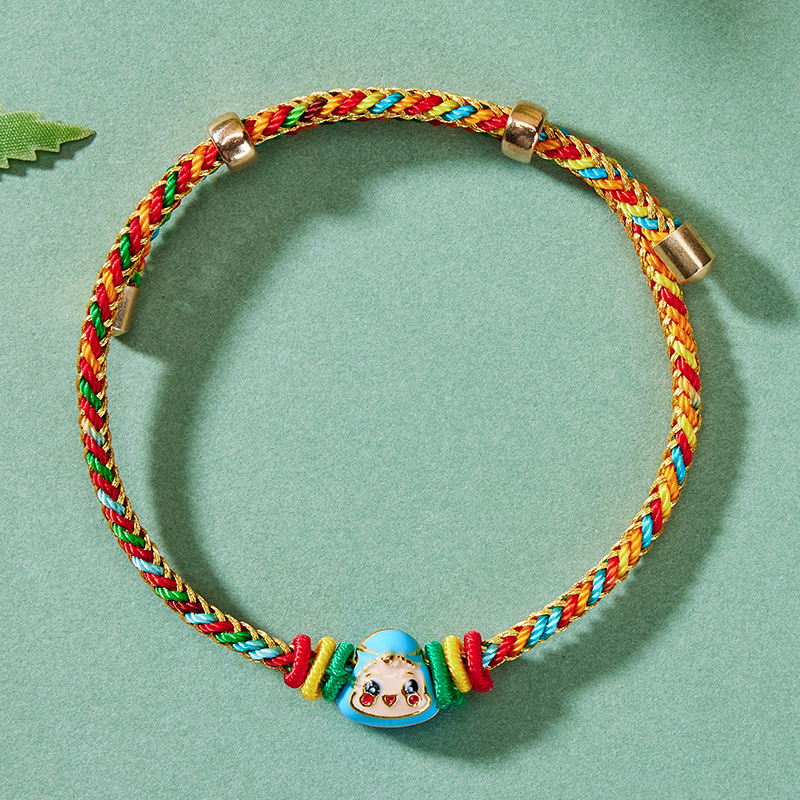 Dragon Boat Festival Colorful Rope Bracelet Small Zongzi Pendant Woven Boys and Girls Baby Children Five-Color Line Carrying Strap Gift