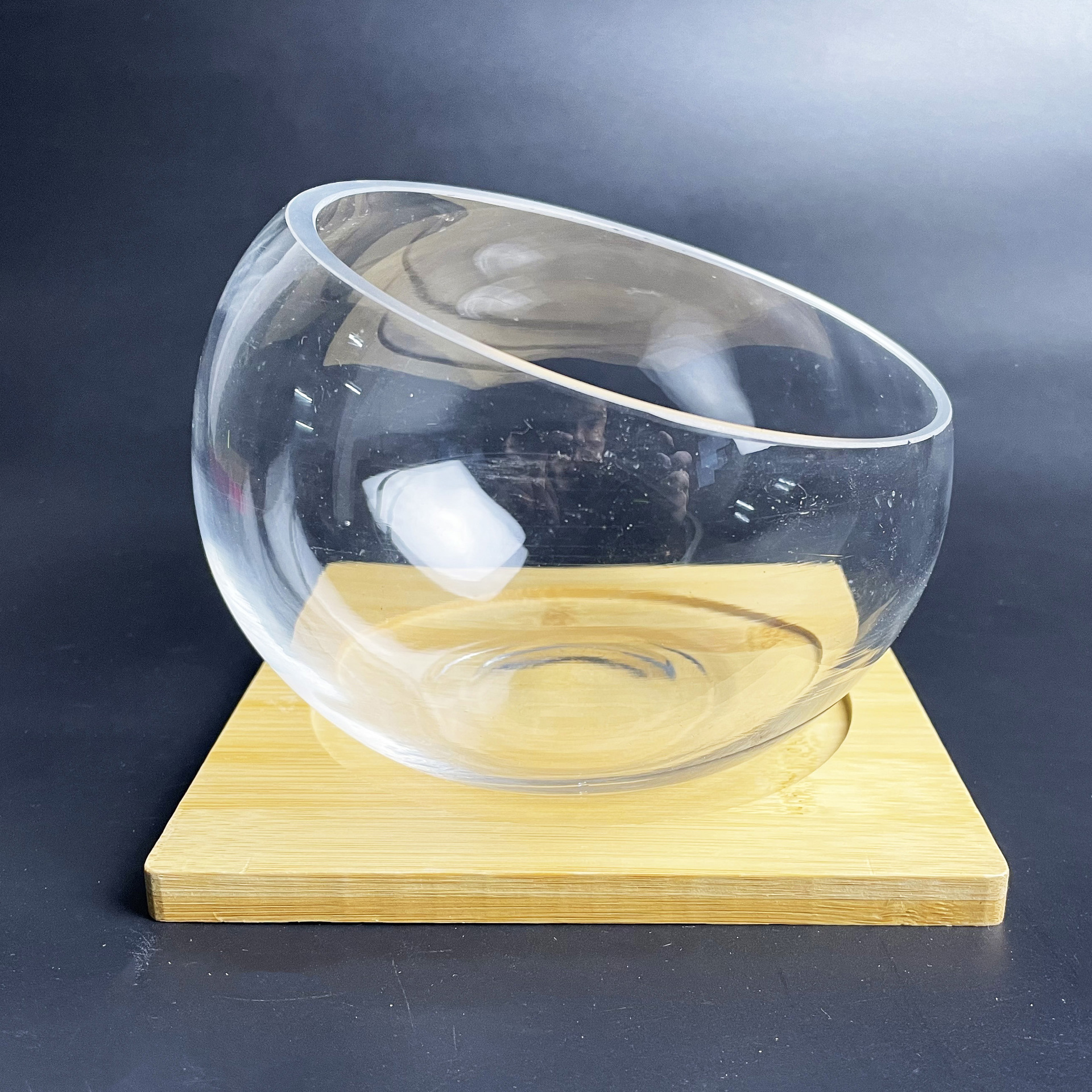 苔藓微景观生态瓶玻璃鱼缸创意金鱼缸圆形斜口多肉植物玻璃瓶花瓶