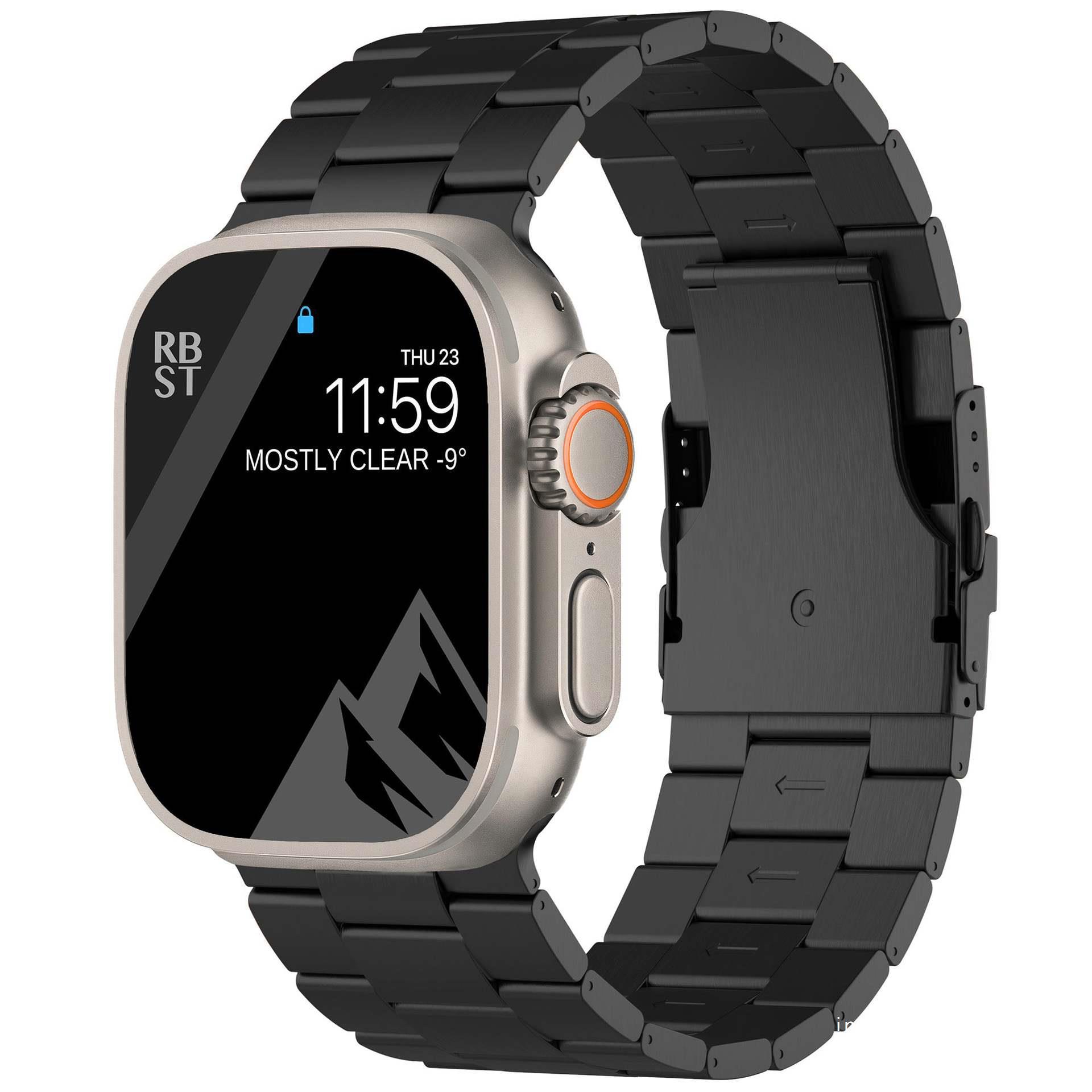 适用于苹果apple watch ultra 49mm手表表带iwatch保险扣纯钛表带