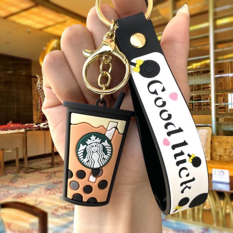 New Starbucks Milky Tea Cup Keychain Handbag Pendant Car Key Chain Schoolbag Accessories Small Gift Wholesale