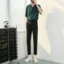 男士垂坠感西装裤套装感直筒九分西裤韩系风格夏季穿搭一整套