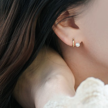 s925银高级感双层耳钉女气质珍珠耳环小众设计感个性网红显瘦耳饰