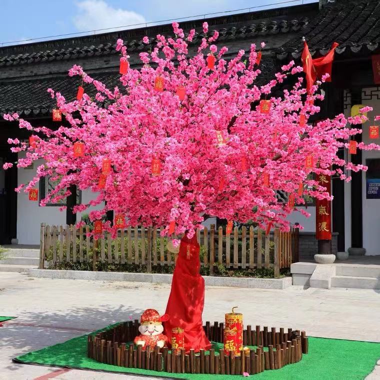 网红仿真桃花树樱花树商场酒店室内室外摆放造景新年许愿红包树