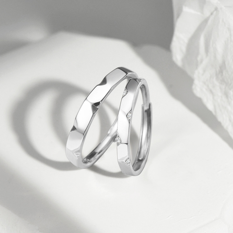 高级感情侣戒指一对925银触心对戒情侣款520情人节礼物送女友男友