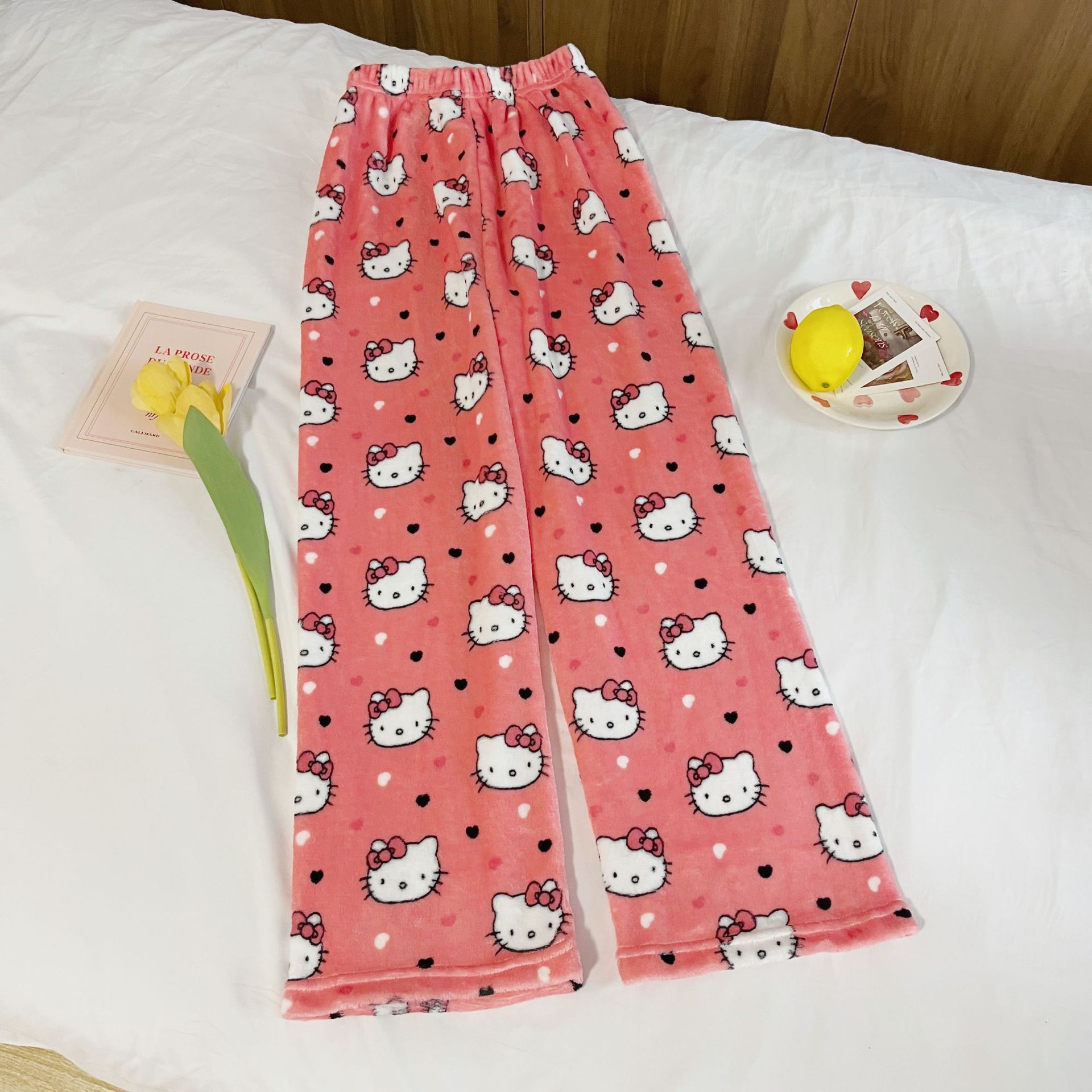 Foreign Trade Halloween Cartoon Flannel Pajama Pants Women's Autumn and Winter Fleece-Lined Warm Leisure Home Graffiti Pants