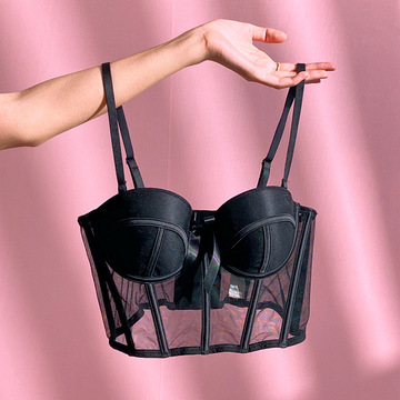 小胸聚拢抹胸纯欲蕾丝内衣女鱼骨胸衣性感文胸套装211204