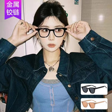 韩版时尚街拍小框墨镜女新款潮气质高级感遮阳防晒眼镜男太阳镜