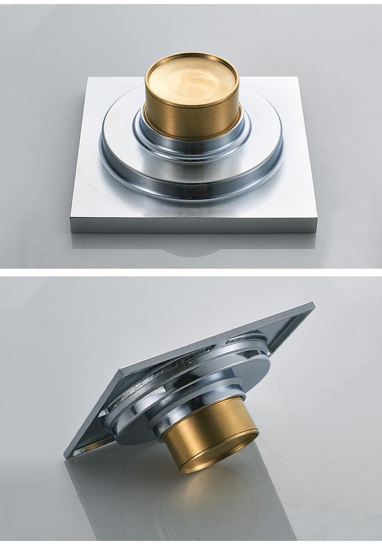 卫生间全铜防臭地漏隐形双用长方形淋浴房洗衣机下水黑色两用地漏