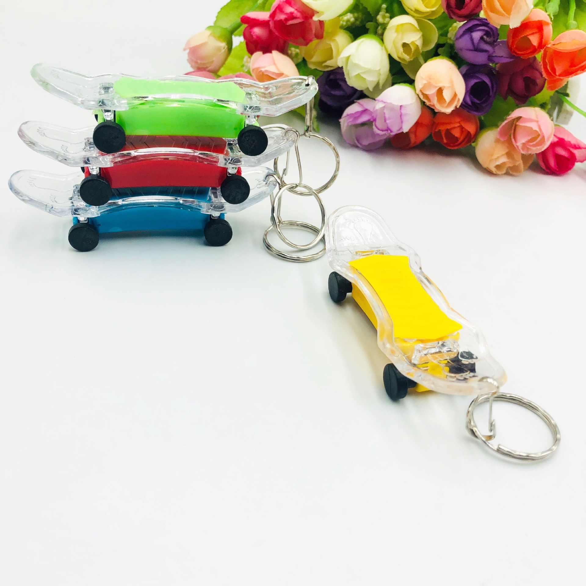 Luminous Scooter Keychain Pendant Led Keychain Children's Luminous Toy Creative Gift Printable Logo