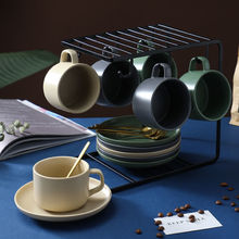 欧式轻奢复古咖啡杯套装陶瓷带勺子带架子家用陶瓷杯子喝水杯批发