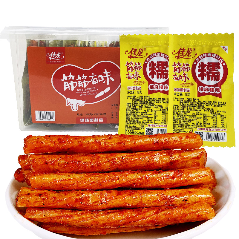 佳龙 筋筋有味牛筋辣条小时候素红烧5毛钱小麻辣怀旧校园豆筋-阿里巴