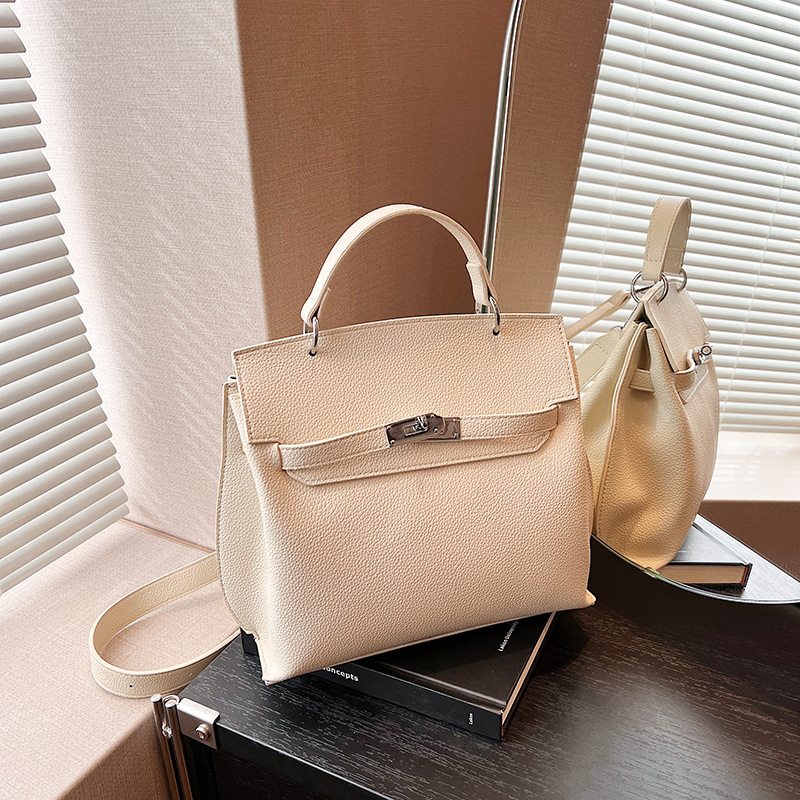 软皮铂金凯莉包女2024新款大容量手提腋下包韩国小众通勤包-阿里巴巴