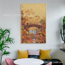 亚马逊跨境装饰画艺术画新品复古插画指环王海报卧室家居挂画画芯