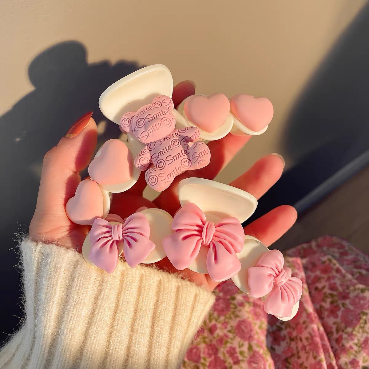 透明粉色水蜜桃抓夹春季新款软妹日系甜美发夹鲨鱼夹发饰 敲少女